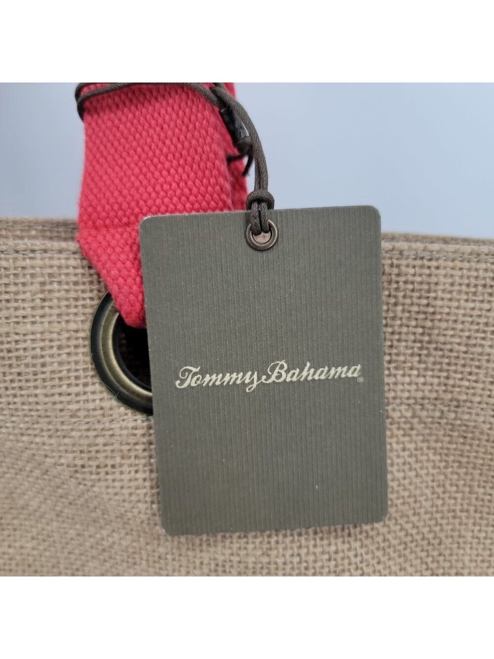 Tommy Bahama Hawaiian Hibiscus Jute Beach Tote Bag NWT Island Vacation Bag - Picture 5 of 12